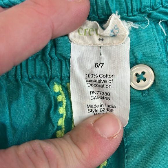Crewcuts embroidered Teal Aqua Neon Green Embroidered Blouse Girl’s Small 6/7 - Picture 8 of 10